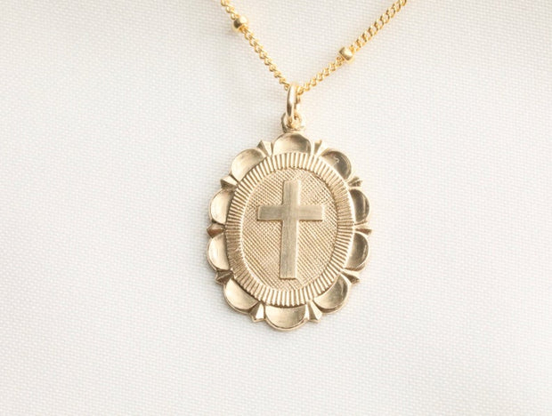 Cross Oval Medallion Necklace