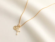 Dainty Small Cross and Jesus Necklace