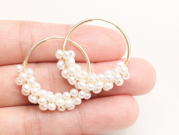 Classic Pearl Hoop Earrings