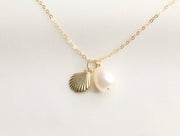 Shell with Baroque Pearl Necklace