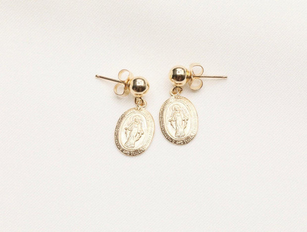 14k Gold Filled Virgin Mary Earrings