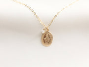 Tiny Virgin Mary with Pearl Necklace