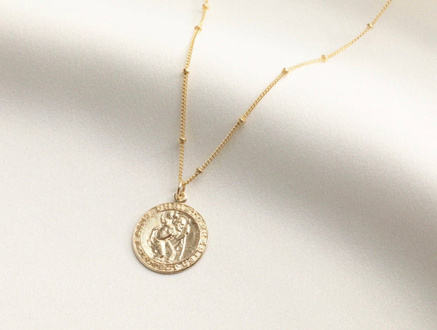 Saint Christopher Necklace (Medium Coin Size)