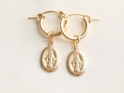 Gold Filled Virgin Mary Earrings