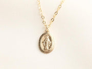 Tiny Virgin Mary Necklace