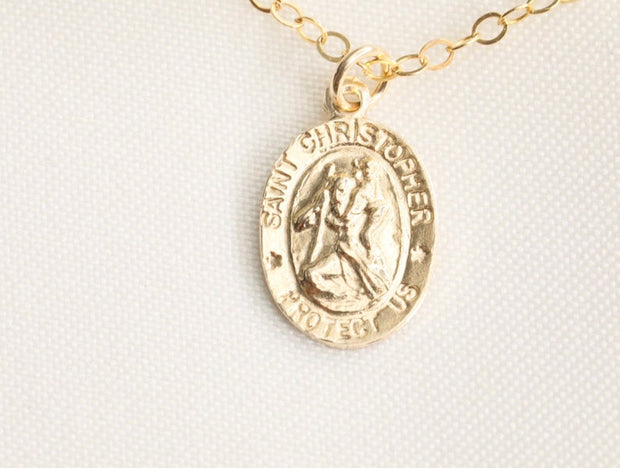 14k Gold Filled Small Saint Christopher Necklace