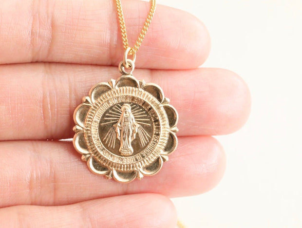 Virgin Mary Necklace Flower