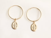 Virgin Mary Hoop Earrings