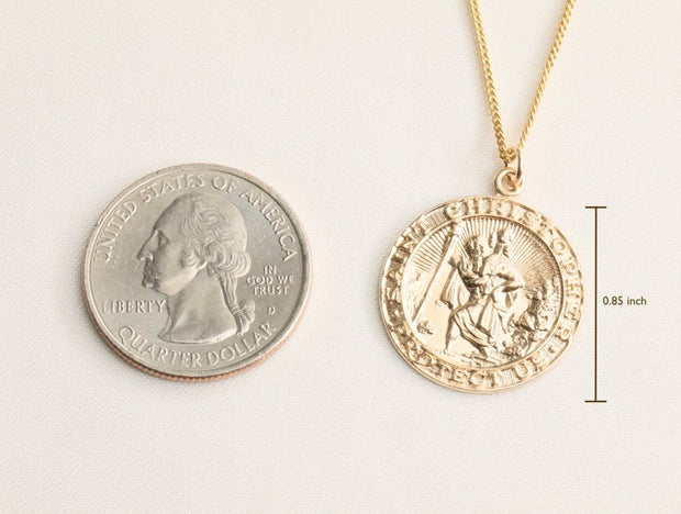 14k Gold Filled Saint Christopher Necklace