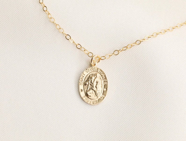 14k Gold Filled Small Saint Christopher Necklace