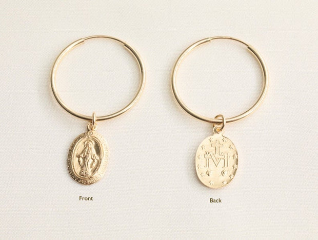 Virgin Mary Hoop Earrings