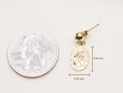 Saint Christopher Gold Medallion Stud Earrings