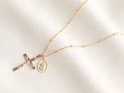 Crucifix with Saint Christopher Charm Necklace