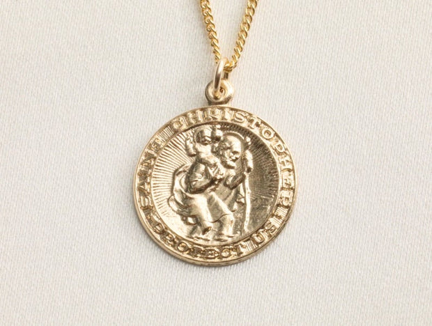 Saint Christopher Necklace (Medium Coin Size)