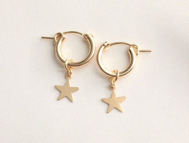 Gold Star Moon Stud & Hoop Earrings Set | Stud earrings set, Hoop earring  sets, Hoop earrings