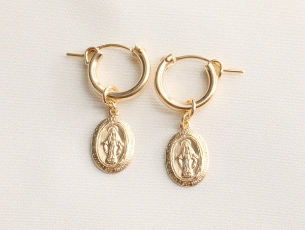 Gold Filled Virgin Mary Earrings